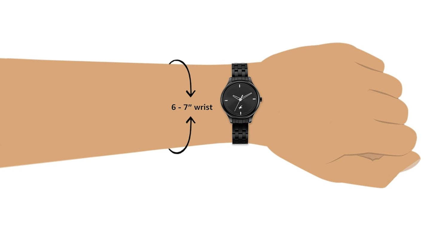 Fayora Stunners Quartz Analog Women’s Watch with Black Dial and Black Stainless Steel Strap - 6248NM01