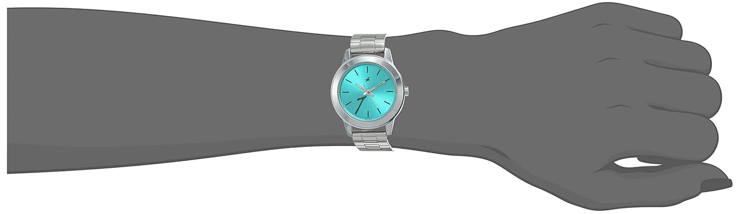 Fayora Tropical Waters Quartz Analog Green Dial Metal Strap Watch for Girls - NS68008SM06