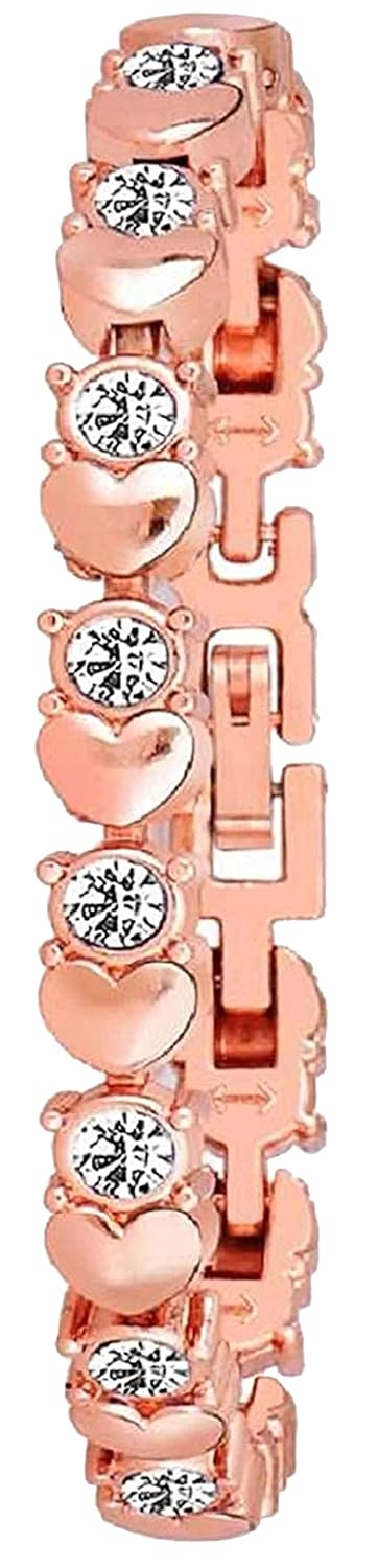 Aurelia® Premium Girls' Heart-Shaped Bangle Analog Watch with Rose Gold Bracelet - Set of 2