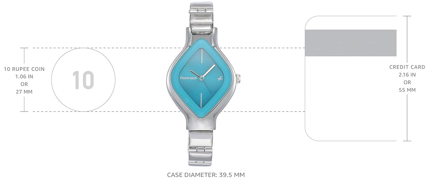 Finestra Quartz Analog Blue Dial Stainless Steel Strap Watch for Girls – Elegant NR6109SM03 Design