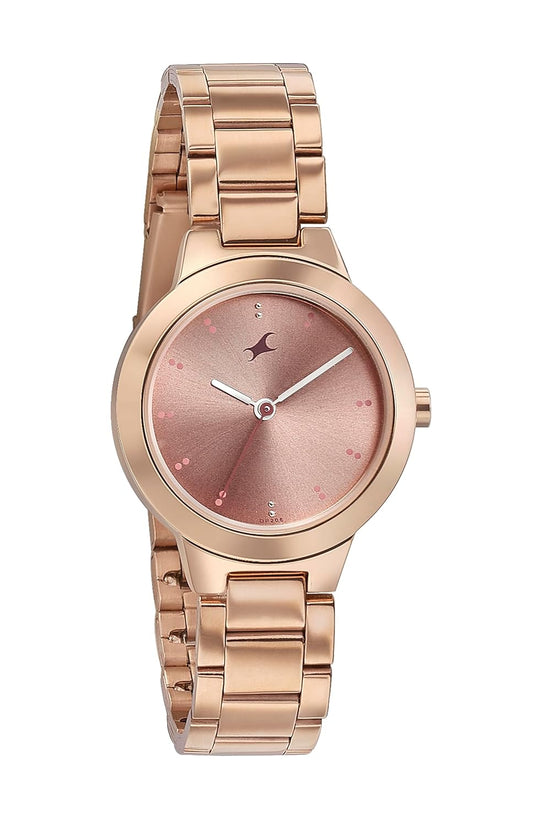 Fashionora Pulse Quartz Analog Nude Pink Dial Rose Gold Stainless Steel Strap Watch for Girls