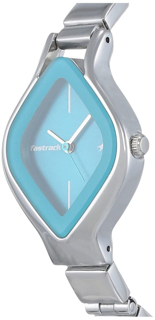 Finestra Quartz Analog Blue Dial Stainless Steel Strap Watch for Girls – Elegant NR6109SM03 Design