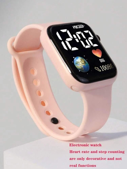 Acronix 6 Colors Luminous LED Kids Digital Watches Waterproof Sports Square Display Fashion Watch