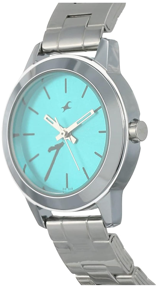 Fayora Tropical Waters Quartz Analog Green Dial Metal Strap Watch for Girls - NS68008SM06