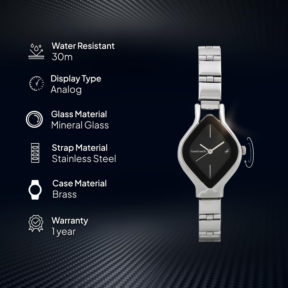 Fayora Analog Black Dial Women's Watch NM6109SM02/NN6109SM02/NP6109SM02 – Elegant Stainless Steel