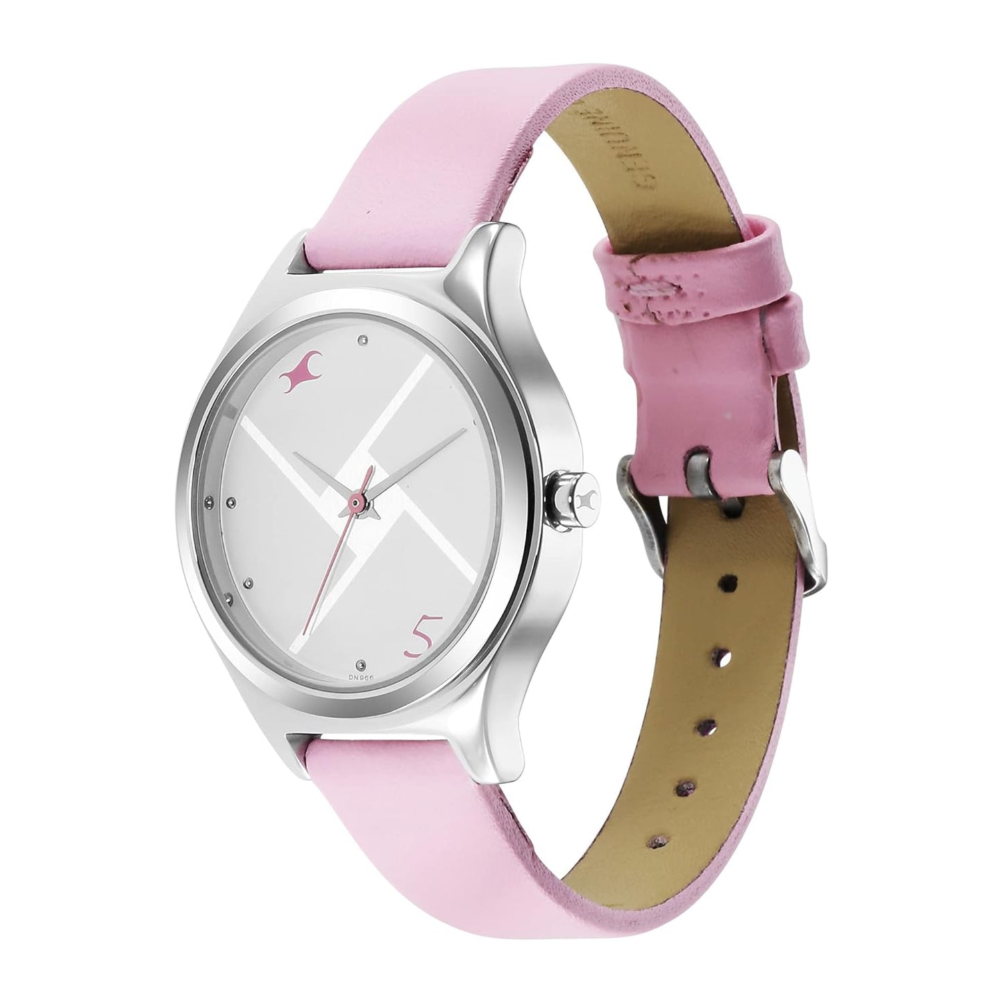 Fabletrack Stunners Analog Silver Dial Pink Leather Strap Watch for Girls - NS6152SL08