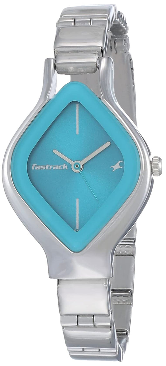 Finestra Quartz Analog Blue Dial Stainless Steel Strap Watch for Girls – Elegant NR6109SM03 Design