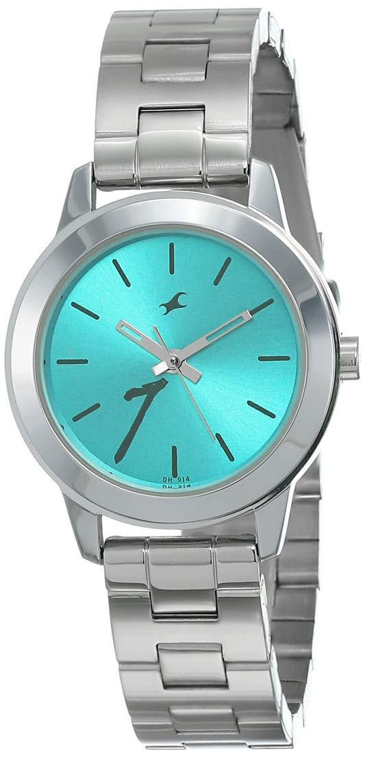 Fayora Tropical Waters Quartz Analog Green Dial Metal Strap Watch for Girls - NS68008SM06