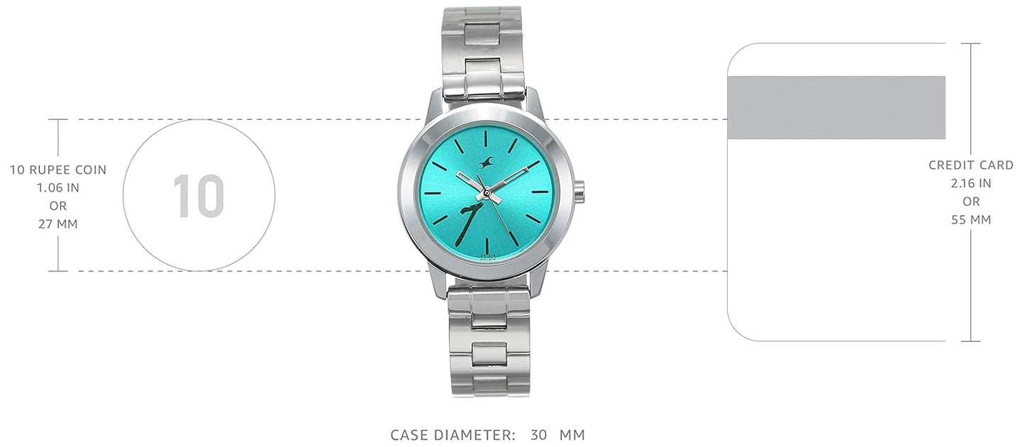 Fayora Tropical Waters Quartz Analog Green Dial Metal Strap Watch for Girls - NS68008SM06