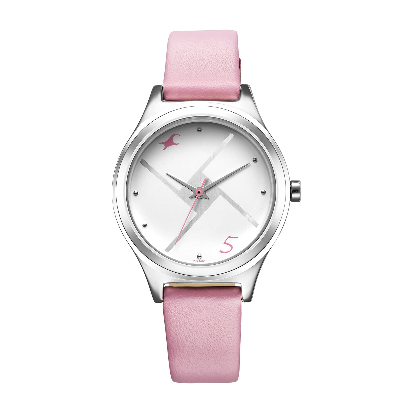 Fabletrack Stunners Analog Silver Dial Pink Leather Strap Watch for Girls - NS6152SL08