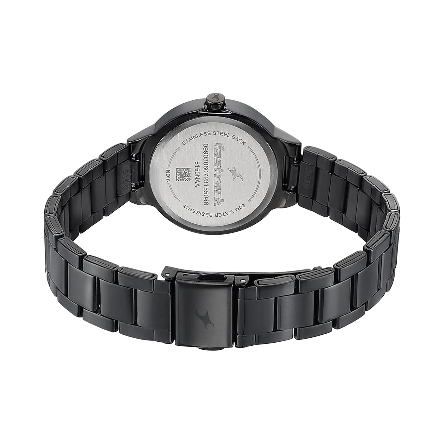 Fenzora Pulse Quartz Analog Watch for Girls with Dark Green Dial & Black Stainless Steel Strap - 6150NM01