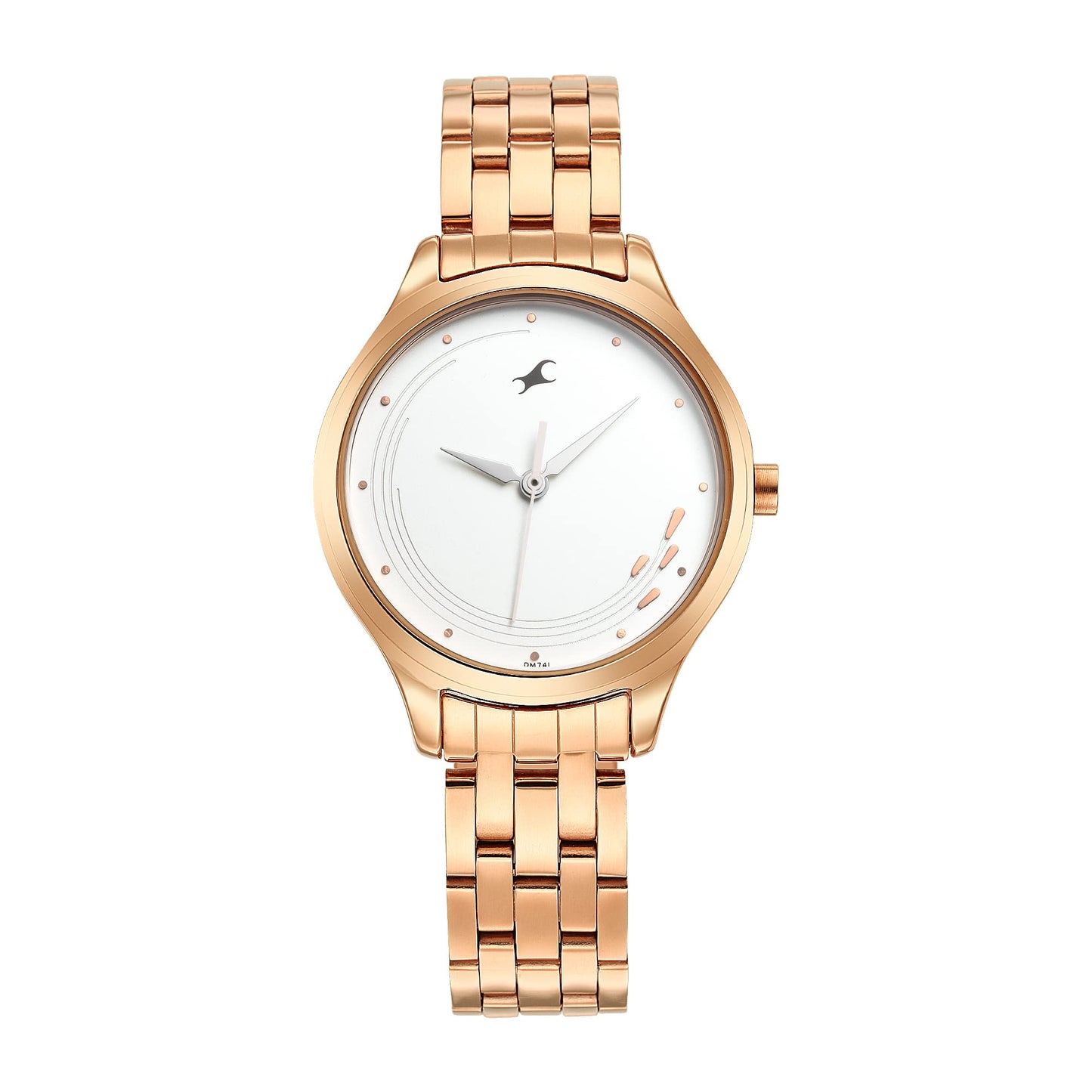 Fyntrack Stunners Quartz Analog White Dial Stainless Steel Rose Gold Strap Watch for Girls