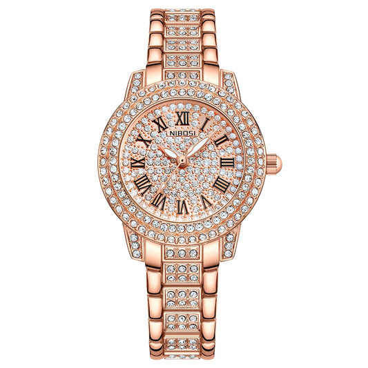 Nivaro Women’s Analog Wrist Watch Rose Gold Dial Diamond Accents Stylish Watch for Girls & Ladies