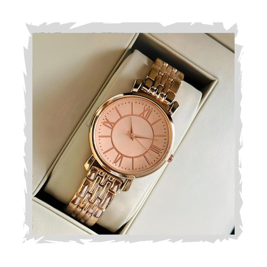 StyleMuse Women’s Analogue Diamond Studded Roman Dial Rosegold Wrist Watch with Stylish Bracelet Strap